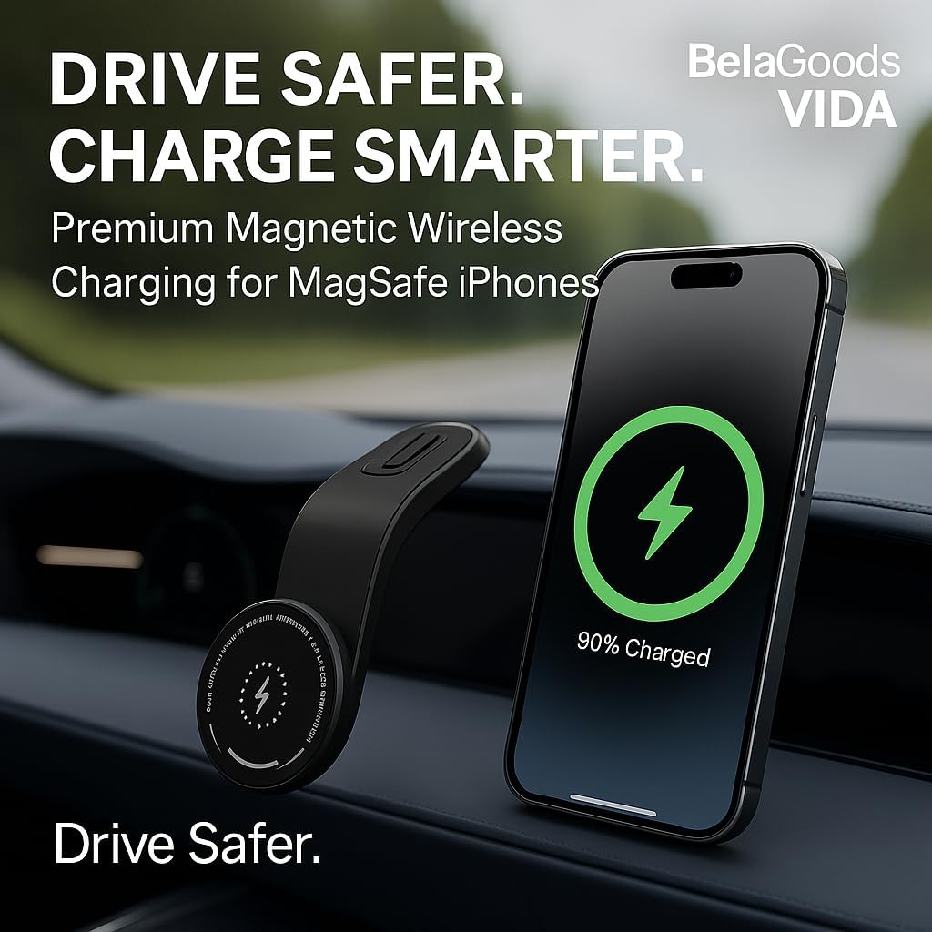 MagSafe Wireless Car Charger Mount – 15W Fast Charging